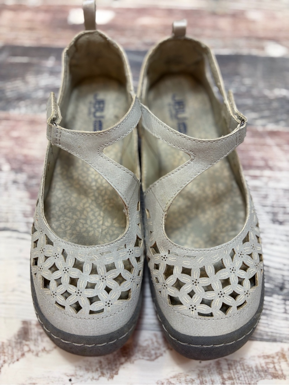 JBU Shoes  Women's 7M Wildflower Mary Jane Flats Gray‎ Size 8